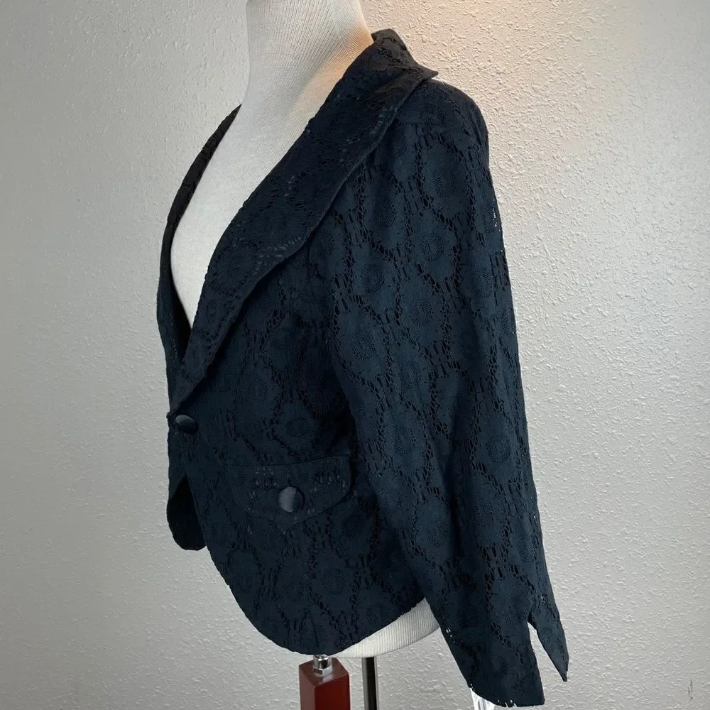 NWT Luciano Dante Black Cropped Dress Jacket L
